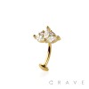 MULTI CZ MARQUISE FLOWER TOP 316L SURGICAL STEEL THREADLESS FLOATING BELLY BUTTON RING